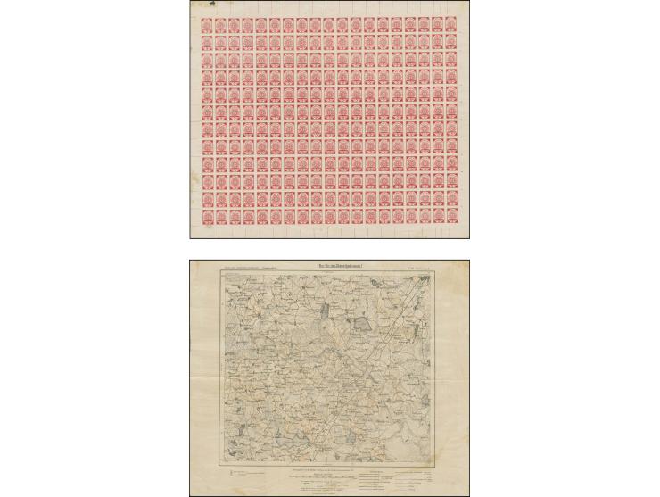 1918, 5 K. rot im kompletten Bogen auf der Karte U16 Antonopol, je einmal senkrecht und waagerecht gefaltet, gute Erhaltung