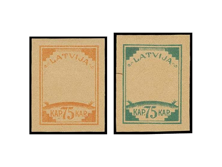 75 K. nur Rahmen in orange und grün auf gewöhnlichem Papier, ohne Gummi, tadellos