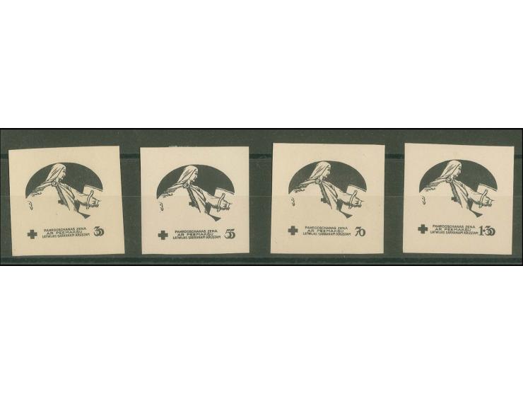 1920, Rotes Kreuz 20 K. -1 Rb., nur Mittelstück in schwarz auf Kreidepapier, ohne Gummi, tadellos