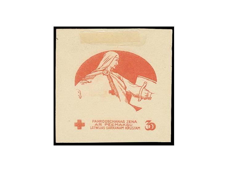 1920, Rotes Kreuz 40 K. grün/rot und Rückseite mit rotem Mittelstück 30 K. auf Kreidepapier, ohne Gummi, tadellos