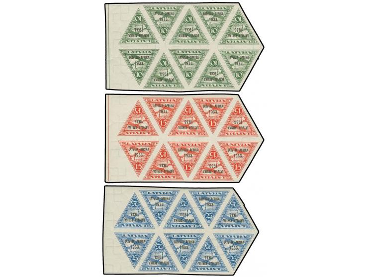 1933, Afrika-Flug 10-25 S., je im Rand-10er-Block mit normal stehendem Wasserzeichen, postfrisch, eine sehr seltene Einheit, 