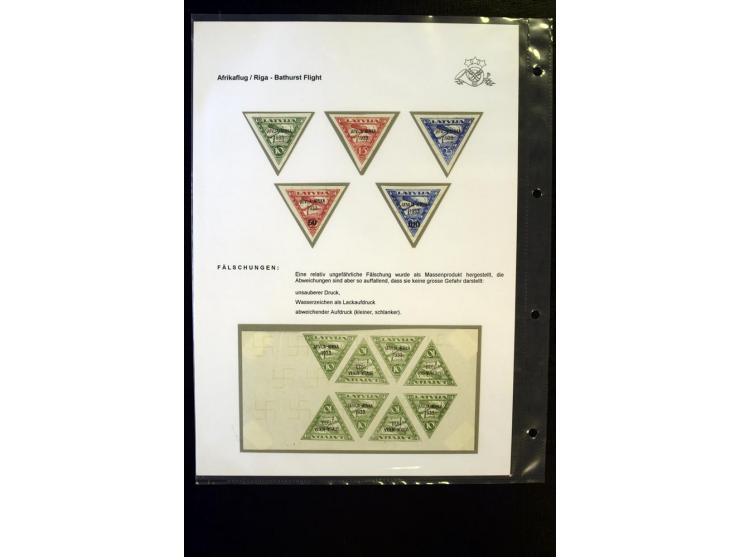 1933, Afrika-Flug, 10 S. im 6er-Block gestempelt, 15 S. und 50 S. je mit Sonderstempel auf kleinem Briefstück, gute Erhaltung