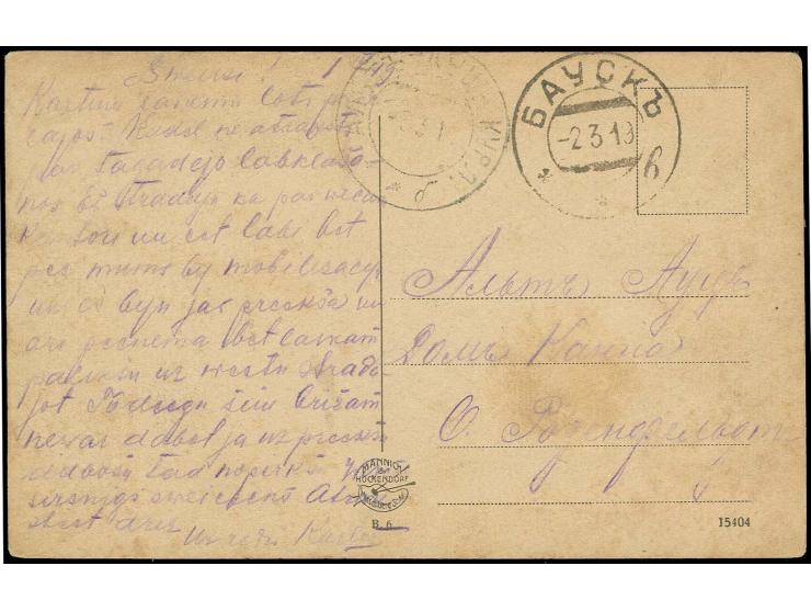 1919, "БАУСКЪ -3 3 19" auf Ansichtskarte nach Alt-Autz, etwas fleckig (H.v.H. 019.7)