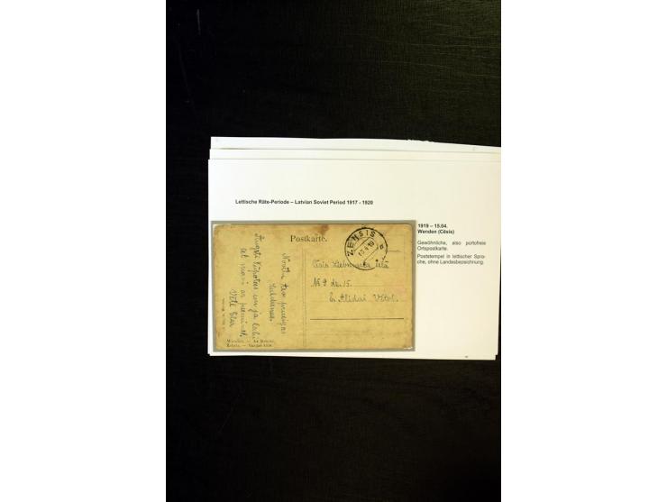 1919, kleine Partie von 5 Karten bzw. Briefen, dabei drei Karten aus "ZEHSIS" und ein Brief aus "NERFT", teils starke Mängel,