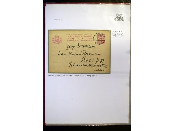 GANZSACHEN: 1923/41, über 40 Stück, dabei u.a. Mi.-Nr. P8 gelaufen nach Berlin sowie zwei gebrauchte Mi.-Nr. P12 ohne Zufrank