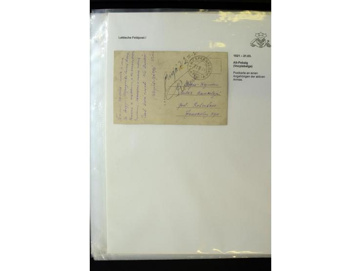 LETTISCHE FELDPOST: 1919/21, über 70 Karten, dabei viele verschiedene Orte, Truppenstempel und Bahnpost, alles beschrieben, g