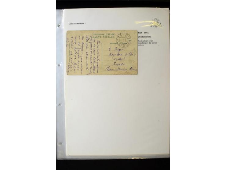 LETTISCHE FELDPOST: 1919/21, über 70 Karten, dabei viele verschiedene Orte, Truppenstempel und Bahnpost, alles beschrieben, g
