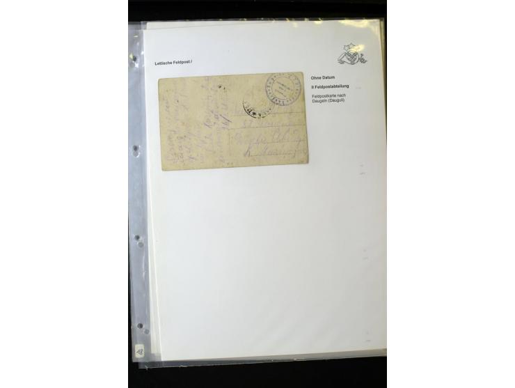 LETTISCHE FELDPOST: 1919/21, über 70 Karten, dabei viele verschiedene Orte, Truppenstempel und Bahnpost, alles beschrieben, g