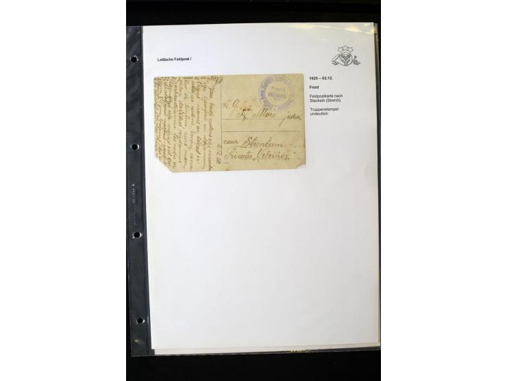 LETTISCHE FELDPOST: 1919/21, über 70 Karten, dabei viele verschiedene Orte, Truppenstempel und Bahnpost, alles beschrieben, g