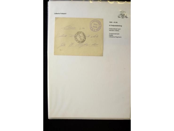 LETTISCHE FELDPOST: 1919/21, über 70 Karten, dabei viele verschiedene Orte, Truppenstempel und Bahnpost, alles beschrieben, g