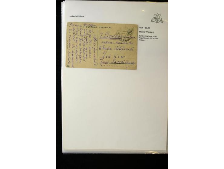 LETTISCHE FELDPOST: 1919/21, über 70 Karten, dabei viele verschiedene Orte, Truppenstempel und Bahnpost, alles beschrieben, g