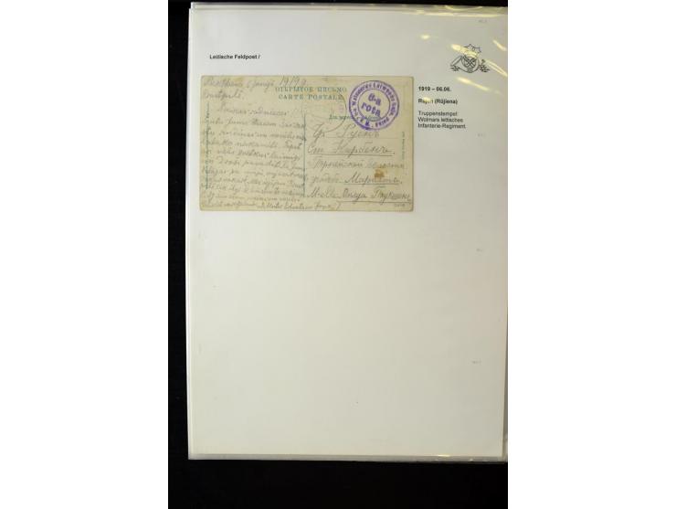 LETTISCHE FELDPOST: 1919/21, über 70 Karten, dabei viele verschiedene Orte, Truppenstempel und Bahnpost, alles beschrieben, g