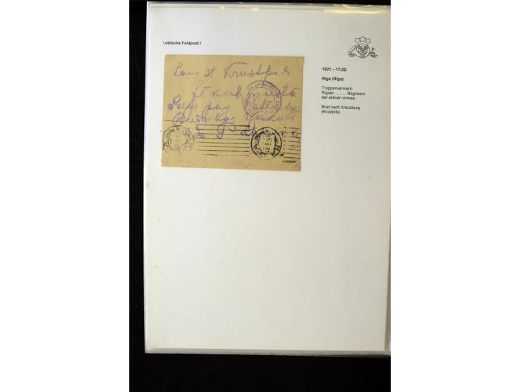 LETTISCHE FELDPOST: 1919/21, über 70 Karten, dabei viele verschiedene Orte, Truppenstempel und Bahnpost, alles beschrieben, g