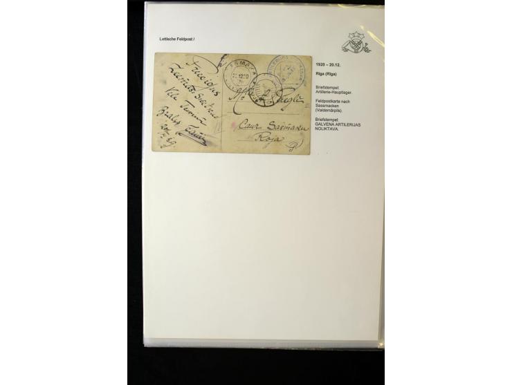 LETTISCHE FELDPOST: 1919/21, über 70 Karten, dabei viele verschiedene Orte, Truppenstempel und Bahnpost, alles beschrieben, g