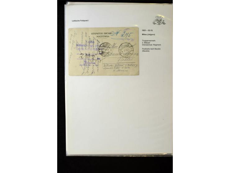 LETTISCHE FELDPOST: 1919/21, über 70 Karten, dabei viele verschiedene Orte, Truppenstempel und Bahnpost, alles beschrieben, g