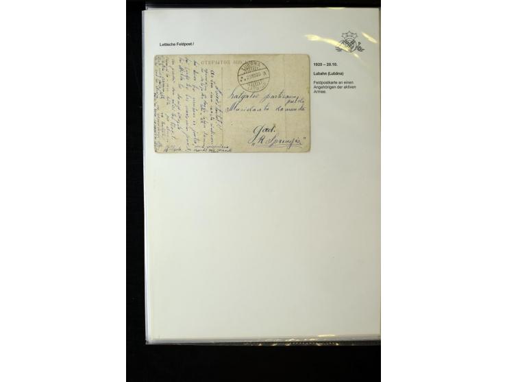 LETTISCHE FELDPOST: 1919/21, über 70 Karten, dabei viele verschiedene Orte, Truppenstempel und Bahnpost, alles beschrieben, g