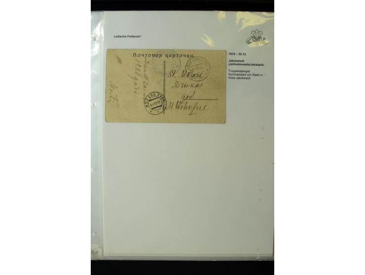 LETTISCHE FELDPOST: 1919/21, über 70 Karten, dabei viele verschiedene Orte, Truppenstempel und Bahnpost, alles beschrieben, g