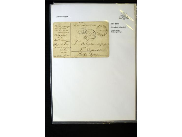 LETTISCHE FELDPOST: 1919/21, über 70 Karten, dabei viele verschiedene Orte, Truppenstempel und Bahnpost, alles beschrieben, g