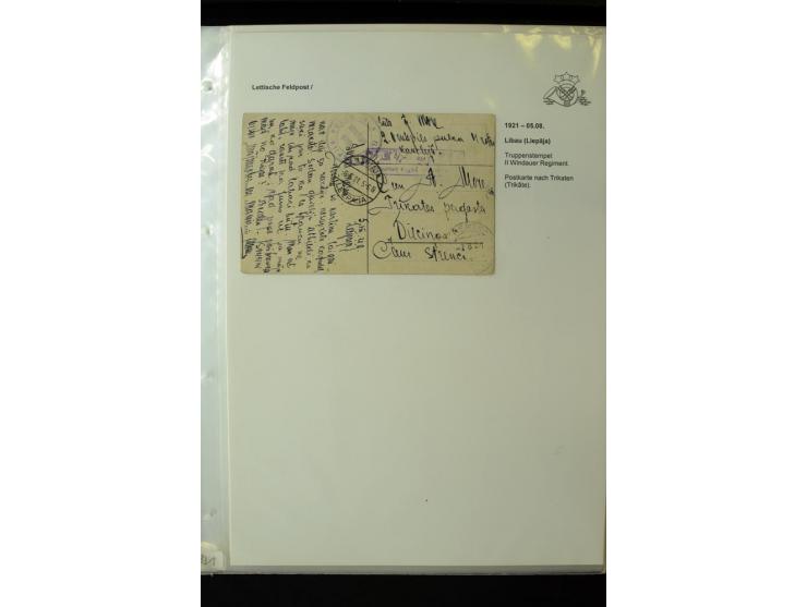 LETTISCHE FELDPOST: 1919/21, über 70 Karten, dabei viele verschiedene Orte, Truppenstempel und Bahnpost, alles beschrieben, g