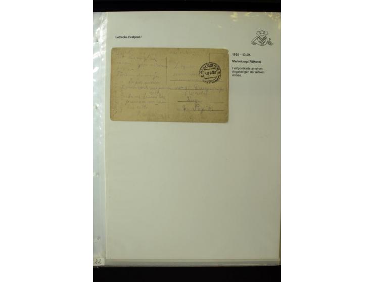 LETTISCHE FELDPOST: 1919/21, über 70 Karten, dabei viele verschiedene Orte, Truppenstempel und Bahnpost, alles beschrieben, g