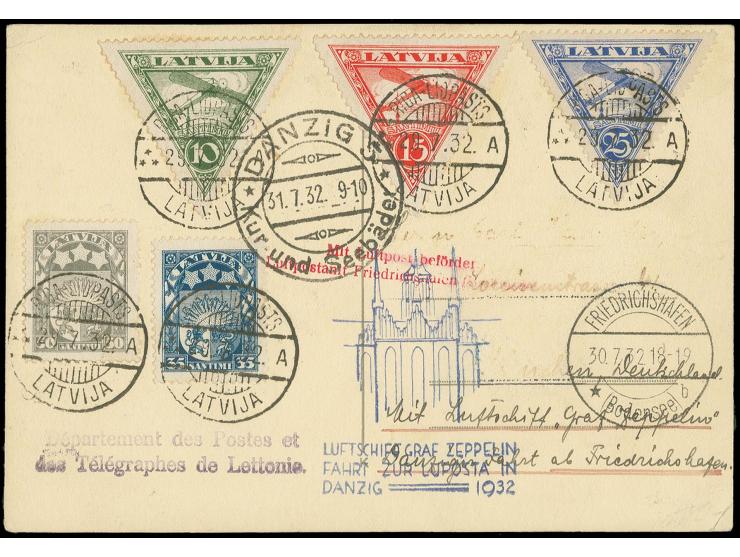LETTLAND: 1932, LUPOSTA-Fahrt, Karte mit u.a. Flugpost 10-25 S., Adresse stärker berieben, sonst gute Erhaltung
