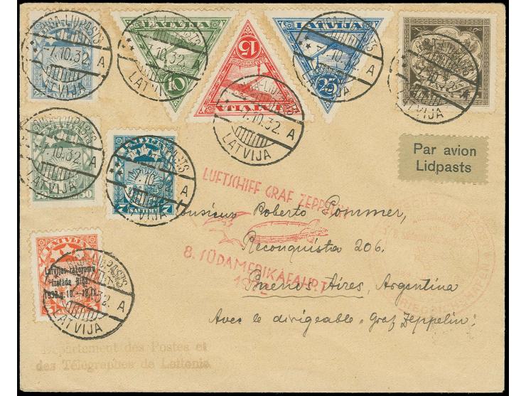 LETTLAND: 8. Südamerikafahrt, Brief mit Anschlußflug Berlin, gute Erhaltung, Fotoattest v. Hofmann BPP