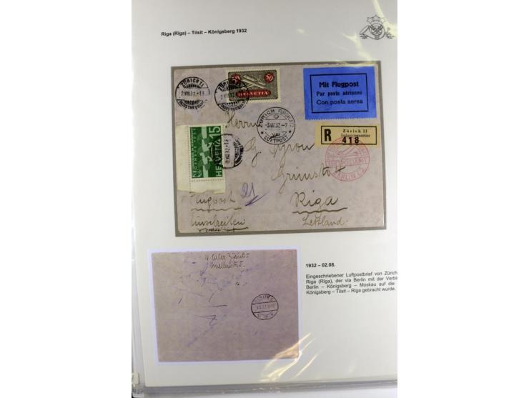 FLUGPOSTVERBINDUNGEN VON UND NACH LETTLAND: 1920/40, umfangreiche sowie hochinteressante Sammlung von über 180 Karten und Bri