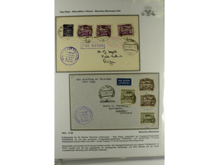FLUGPOSTVERBINDUNGEN VON UND NACH LETTLAND: 1920/40, umfangreiche sowie hochinteressante Sammlung von über 180 Karten und Bri
