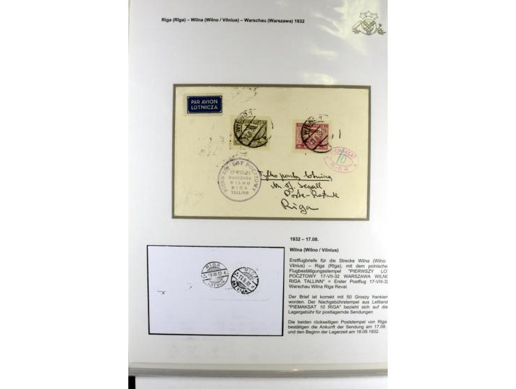 FLUGPOSTVERBINDUNGEN VON UND NACH LETTLAND: 1920/40, umfangreiche sowie hochinteressante Sammlung von über 180 Karten und Bri