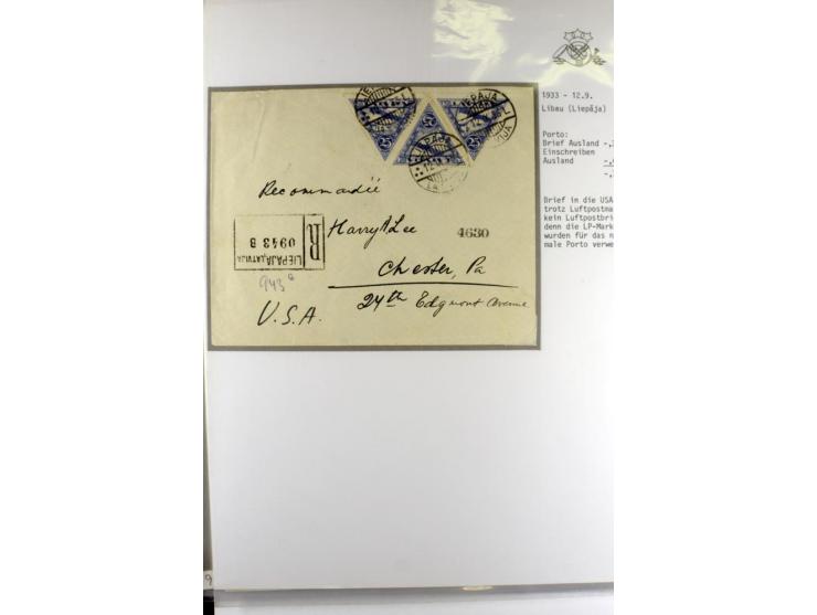 FLUGPOSTVERBINDUNGEN VON UND NACH LETTLAND: 1920/40, umfangreiche sowie hochinteressante Sammlung von über 180 Karten und Bri