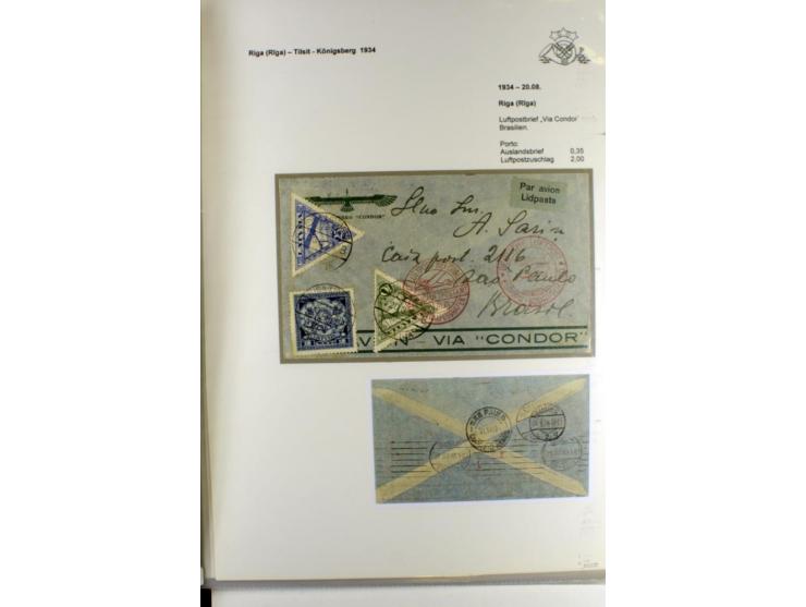 FLUGPOSTVERBINDUNGEN VON UND NACH LETTLAND: 1920/40, umfangreiche sowie hochinteressante Sammlung von über 180 Karten und Bri