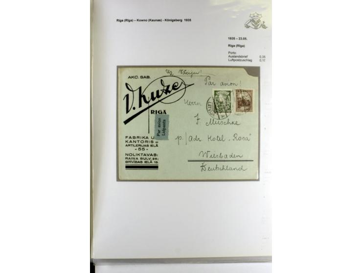 FLUGPOSTVERBINDUNGEN VON UND NACH LETTLAND: 1920/40, umfangreiche sowie hochinteressante Sammlung von über 180 Karten und Bri