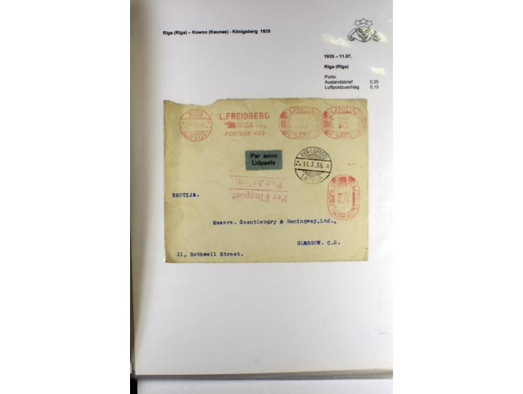 FLUGPOSTVERBINDUNGEN VON UND NACH LETTLAND: 1920/40, umfangreiche sowie hochinteressante Sammlung von über 180 Karten und Bri