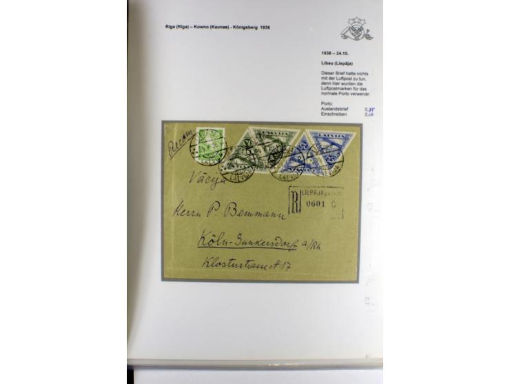 FLUGPOSTVERBINDUNGEN VON UND NACH LETTLAND: 1920/40, umfangreiche sowie hochinteressante Sammlung von über 180 Karten und Bri