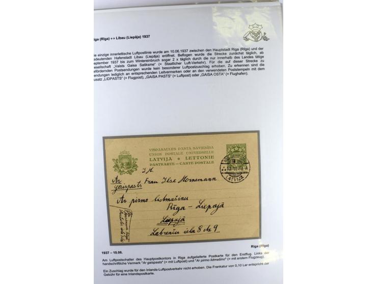 FLUGPOSTVERBINDUNGEN VON UND NACH LETTLAND: 1920/40, umfangreiche sowie hochinteressante Sammlung von über 180 Karten und Bri