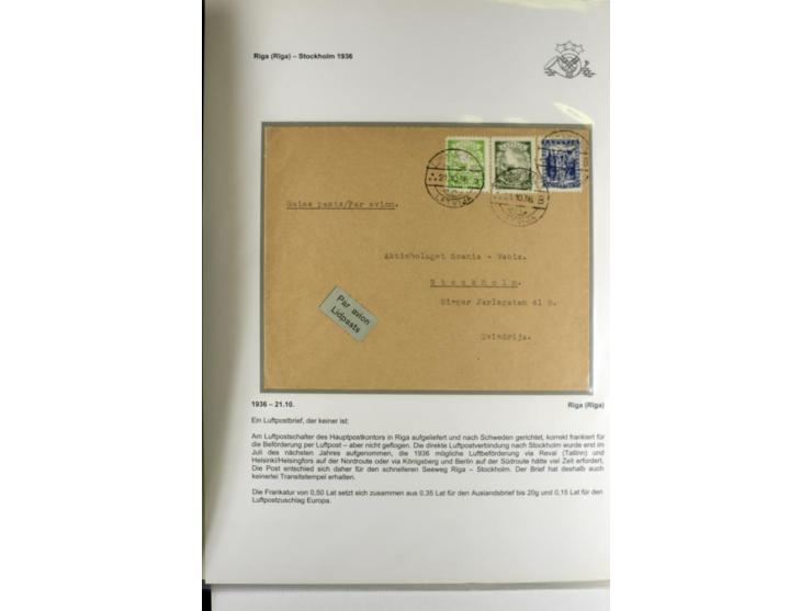 FLUGPOSTVERBINDUNGEN VON UND NACH LETTLAND: 1920/40, umfangreiche sowie hochinteressante Sammlung von über 180 Karten und Bri