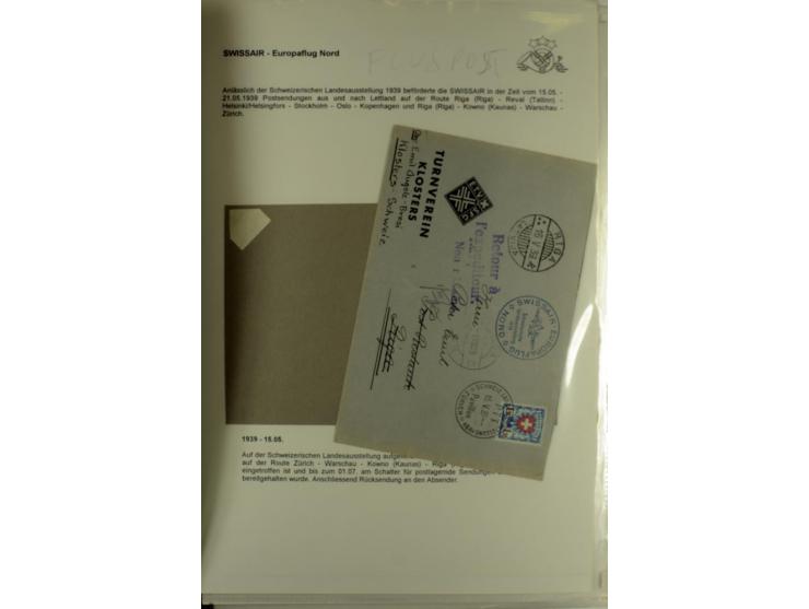 FLUGPOSTVERBINDUNGEN VON UND NACH LETTLAND: 1920/40, umfangreiche sowie hochinteressante Sammlung von über 180 Karten und Bri