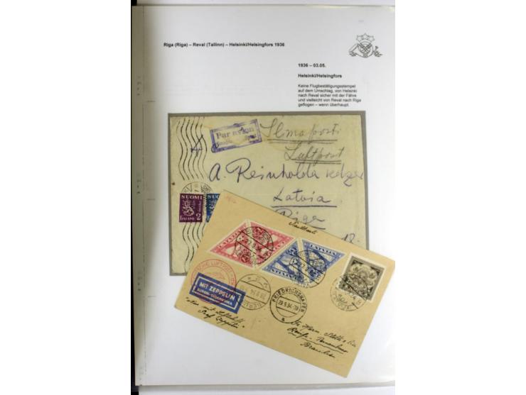 FLUGPOSTVERBINDUNGEN VON UND NACH LETTLAND: 1920/40, umfangreiche sowie hochinteressante Sammlung von über 180 Karten und Bri