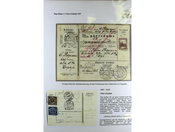 FLUGPOSTVERBINDUNGEN VON UND NACH LETTLAND: 1920/40, umfangreiche sowie hochinteressante Sammlung von über 180 Karten und Bri