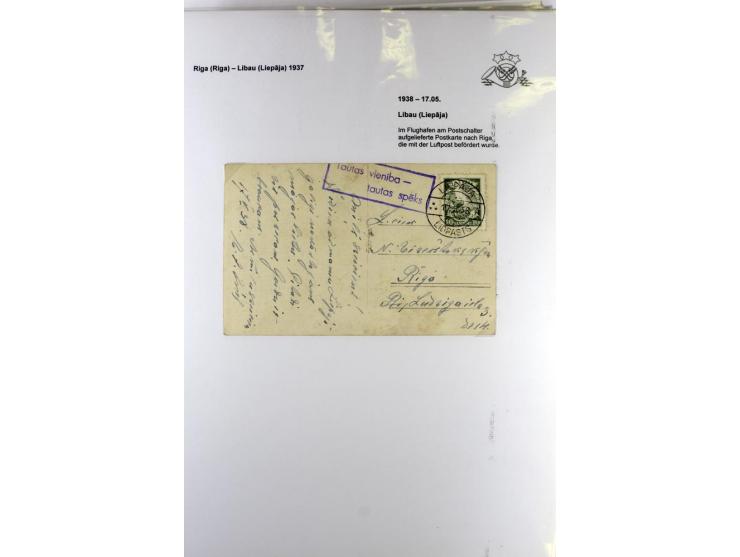 FLUGPOSTVERBINDUNGEN VON UND NACH LETTLAND: 1920/40, umfangreiche sowie hochinteressante Sammlung von über 180 Karten und Bri