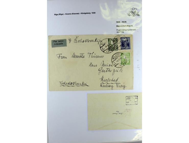 FLUGPOSTVERBINDUNGEN VON UND NACH LETTLAND: 1920/40, umfangreiche sowie hochinteressante Sammlung von über 180 Karten und Bri