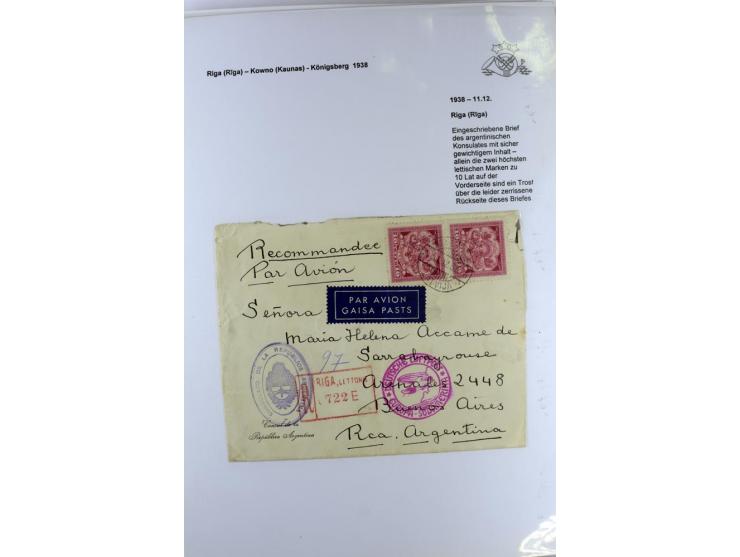 FLUGPOSTVERBINDUNGEN VON UND NACH LETTLAND: 1920/40, umfangreiche sowie hochinteressante Sammlung von über 180 Karten und Bri