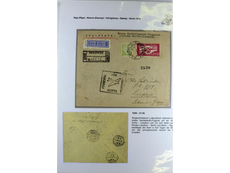 FLUGPOSTVERBINDUNGEN VON UND NACH LETTLAND: 1920/40, umfangreiche sowie hochinteressante Sammlung von über 180 Karten und Bri
