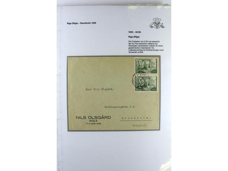 FLUGPOSTVERBINDUNGEN VON UND NACH LETTLAND: 1920/40, umfangreiche sowie hochinteressante Sammlung von über 180 Karten und Bri