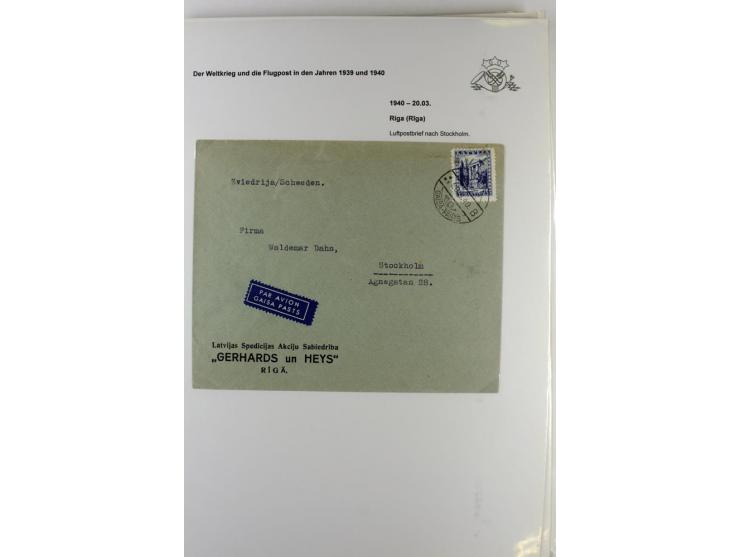 FLUGPOSTVERBINDUNGEN VON UND NACH LETTLAND: 1920/40, umfangreiche sowie hochinteressante Sammlung von über 180 Karten und Bri
