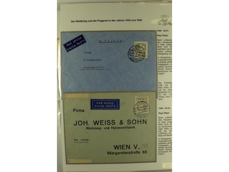 FLUGPOSTVERBINDUNGEN VON UND NACH LETTLAND: 1920/40, umfangreiche sowie hochinteressante Sammlung von über 180 Karten und Bri