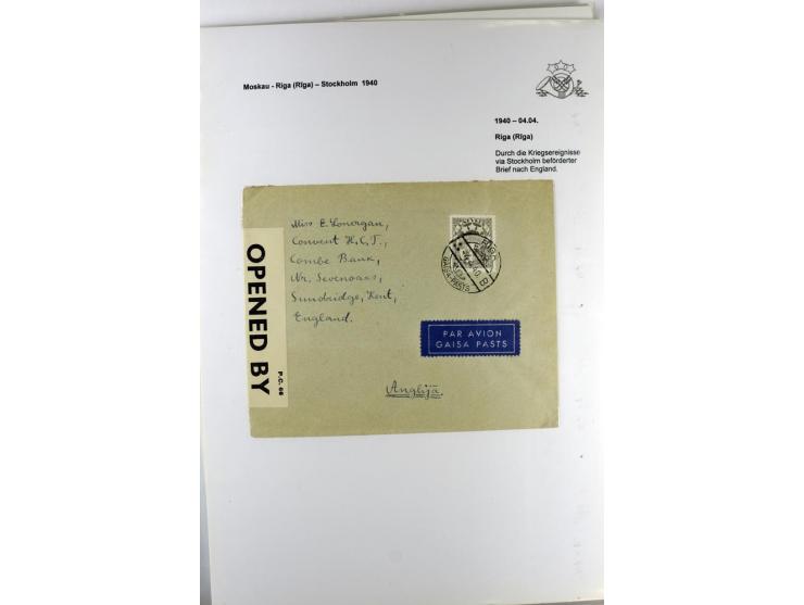 FLUGPOSTVERBINDUNGEN VON UND NACH LETTLAND: 1920/40, umfangreiche sowie hochinteressante Sammlung von über 180 Karten und Bri
