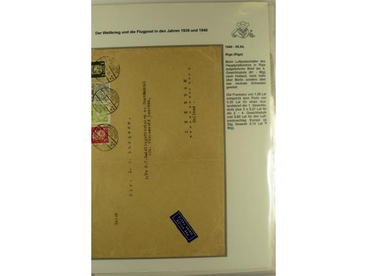 FLUGPOSTVERBINDUNGEN VON UND NACH LETTLAND: 1920/40, umfangreiche sowie hochinteressante Sammlung von über 180 Karten und Bri