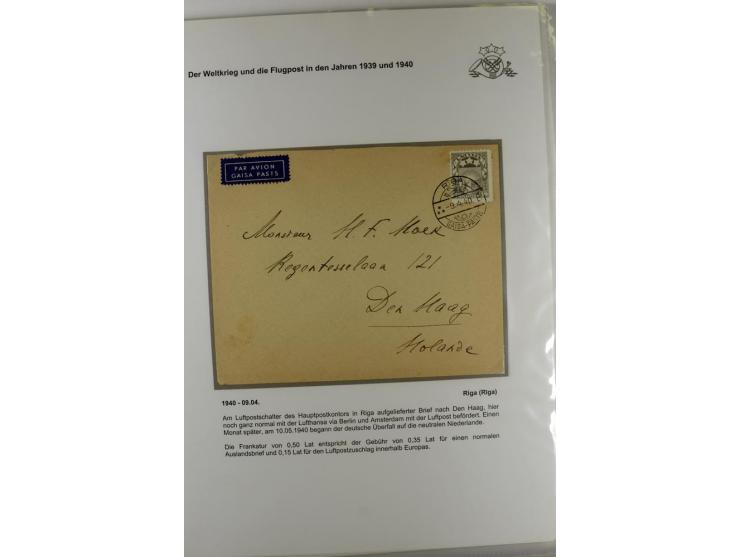 FLUGPOSTVERBINDUNGEN VON UND NACH LETTLAND: 1920/40, umfangreiche sowie hochinteressante Sammlung von über 180 Karten und Bri