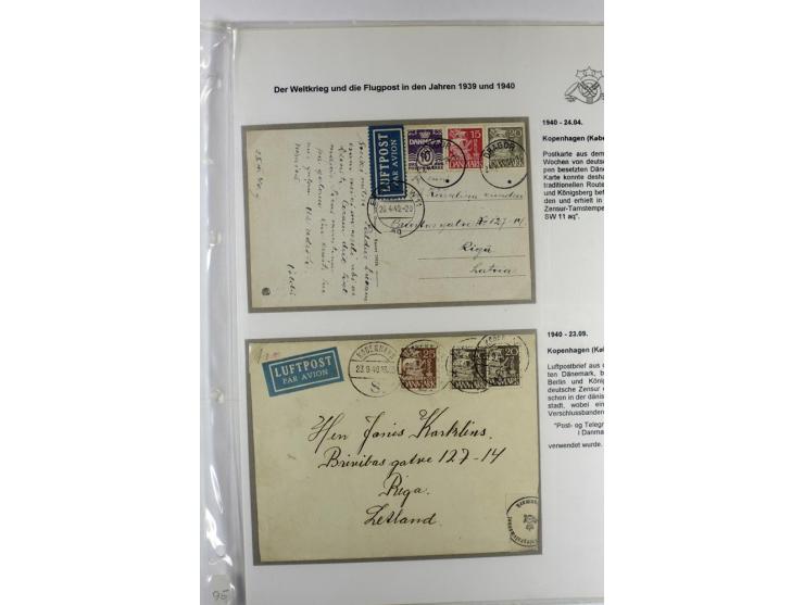 FLUGPOSTVERBINDUNGEN VON UND NACH LETTLAND: 1920/40, umfangreiche sowie hochinteressante Sammlung von über 180 Karten und Bri